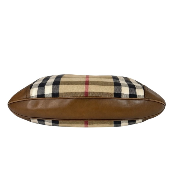 Burberry Brooke House Check Hobo Shoulder Bag Tan Canvas Leather Trim - Picture 7 of 9